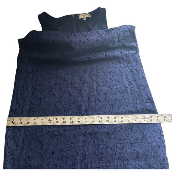 Cotton On Navy Sleeveless Lace Overlay Shift Mini Dress Womens Size L - Picture 9 of 11